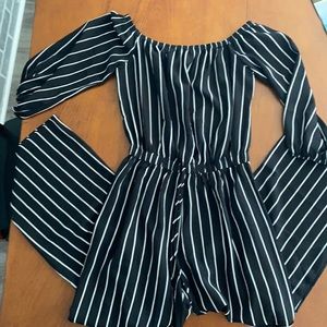 Black and white striped jumpsuit